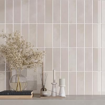 VaryPaper 20 Sheets Pink Beige Backsplash Peel and Stick Subway Tile Back Splash Stick on Tiles for Kitchen 12''x12'' Waterproof Self Adhesive Vinyl Bathroom Wall Tile Removable Backsplash for Renters