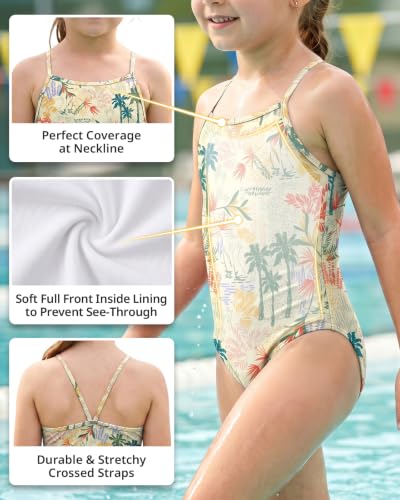 Image of weVSwe Baby Girl Swimsuit One Piece Swimsuit Cute Toddler Girls Sleeveless Bikini Kids 2-10 Years