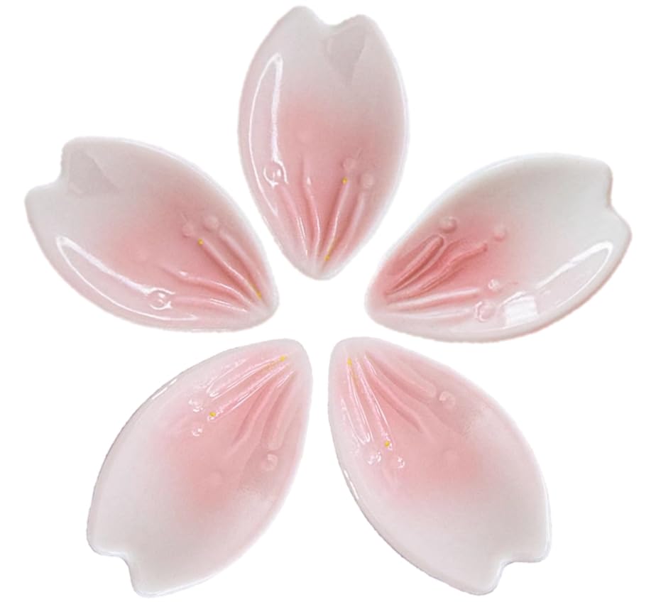 Sakura Cherry Blossom Petal Chopstick Rest Set of 5 Ceramic Japan