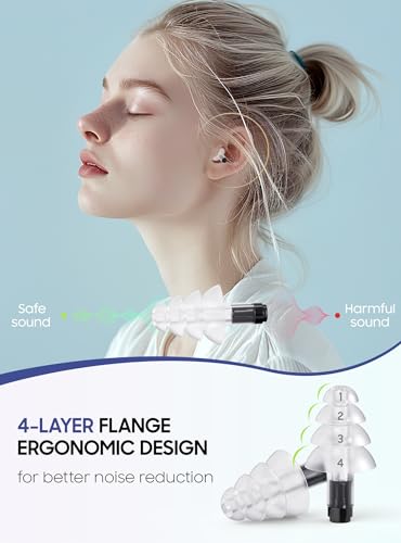Image of Ear Plugs for Airplane Pressure Relief, 2 Pairs Adults Soft Silicone Reusable Airplane Earplugs 26dB, with Silicone Connector Cord, Travel Essentials for Flying, Ear Protection Earplugs for Plane