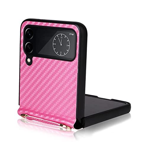 Coque pour Samsung Z Flip 4 rose mince en fibre de carbone pour éviter les chutes