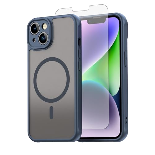 Coque de téléphone magnétique pour iPhone 14 Asuwish bleu
