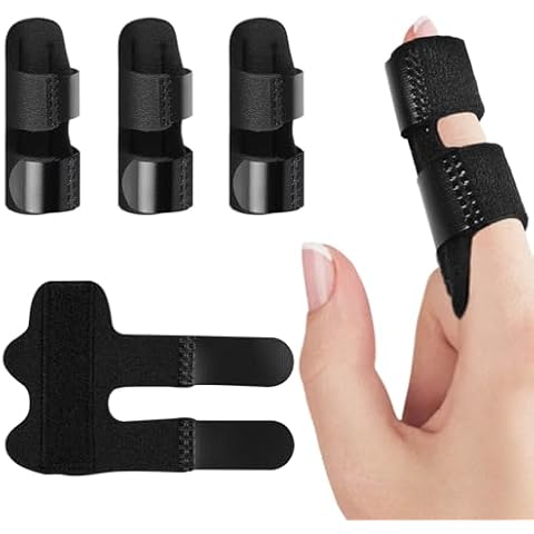 SAREAL Finger Splints, 4pcs Black Finger Support Brace Finger Stabilizer Finger Knuckle Immobilization for Broken Fingers Straightening Arthritis Cover