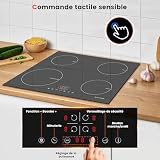 NOXTON Płyta indukcyjna 4 palniki, 60cm do zabudowy, Power Boost, Sterowanie dotykowe, 9-segmentowe grzanie, Zabezpieczenie przed przegrzaniem 220-240V (6400W)