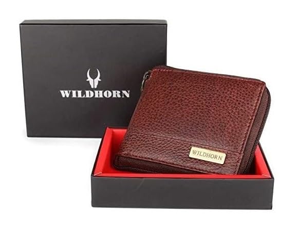 WildHorn Men Leather RFID Protected Wallet, Brown