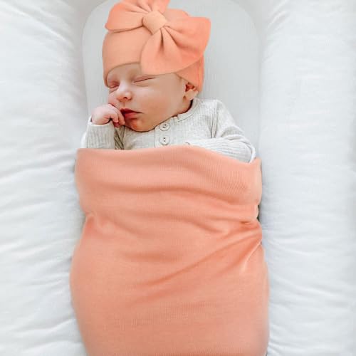Image of AQOKKA Baby Swaddle Blankets with Bow Hat Mittens Set Infant Receiving Blankets Swaddles for Newborns Unisex Toddler Swaddle Wrap Sets for Baby Girls Boys Nursery Warm Shower Gift