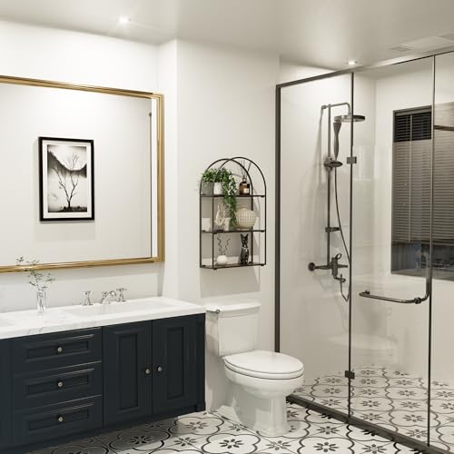 Crofy-Black-Arched-Frame-Wall-Shelf-Decorative-3-Tier-Bathroom-Wall-Shelf-with-Walnut-Finish-Shelves-and-Robust-Storage-Capacity-6-D-x-179-W-x-2857-H Crofy Black Arched Frame Wall Shelf Decorative 3 Tier Bathroom Wall Shelf with Walnut Finish Shelves and Robust Storage Capacity 6 D x 179 W x 2857 H