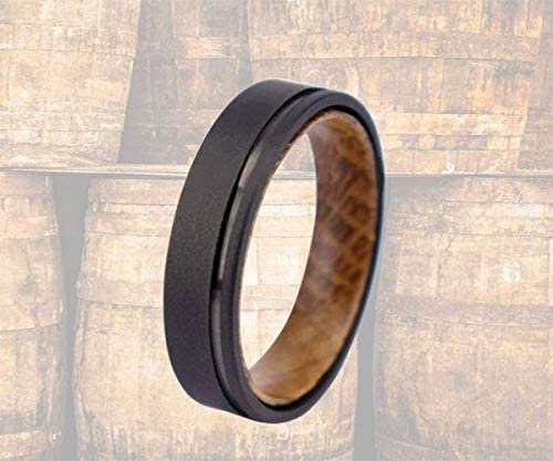 Pillar Styles 6Mm Whiskey Barrel Rings Unique Mens Wedding Band Tungsten Wood Ring thumb #1