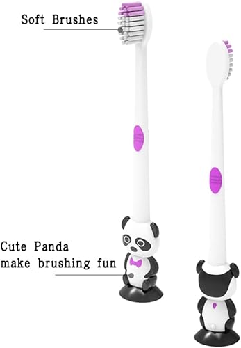 Miniatura 8 de 12 piezas de cepillo de dientes de panda de dibujos animados para niños, cerdas suaves con copa Sunction envuelto individualmente para niños y niñas