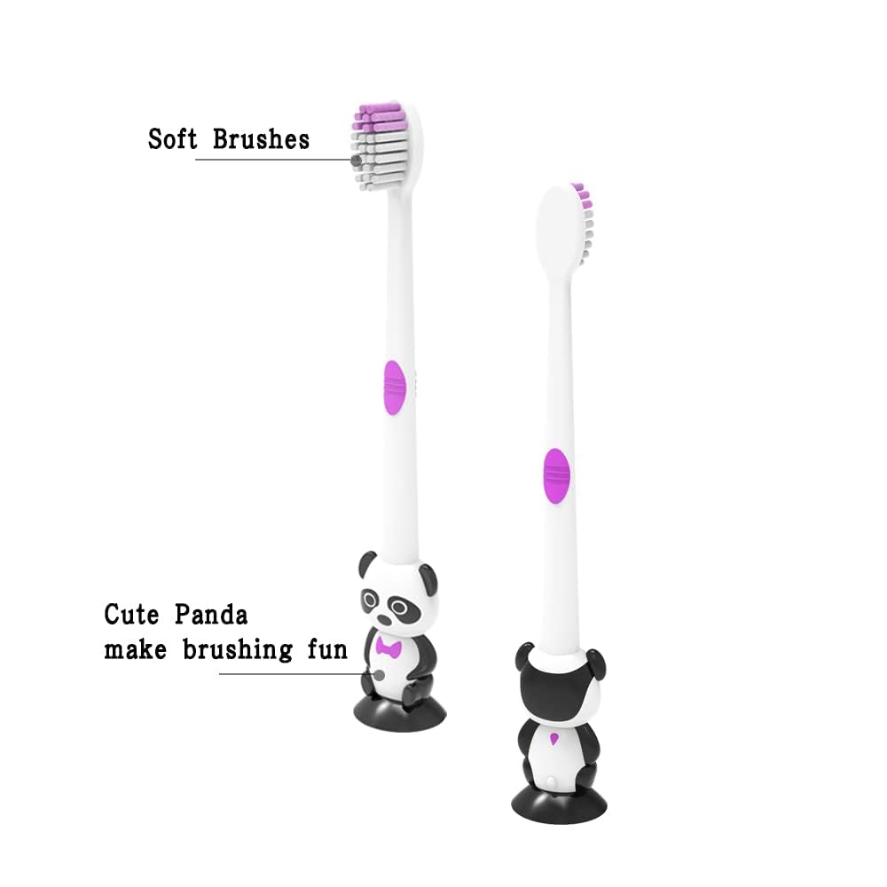 12 spazzolini da denti a forma di panda per bambini con setole morbide con tazza Sunction confezionati singolarmente per ragazzi e ragazze da 3 a 12 anni