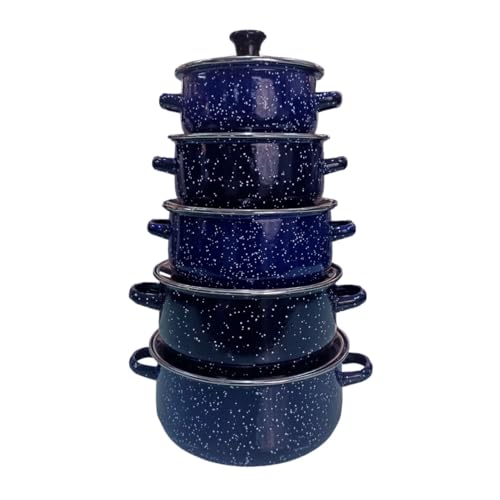 Catálogo de Cacerolas de peltre disponible en línea. 50 Juego de ollas con tapa de Peltre 10 pz International Azul Shorbull