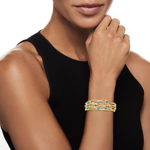Ross-Simons Turquoise Highway Cuff Bracelet in 18kt Gold Over Sterling2