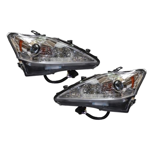 Headlights For Lexus Is250 Is350 2006-2010 Halogen Headlights Assembly Led Daytime Running Light Lens Projector Headlamps Perfectly Replace Original Vehicle (Left + Right)Driver+Passenger Side