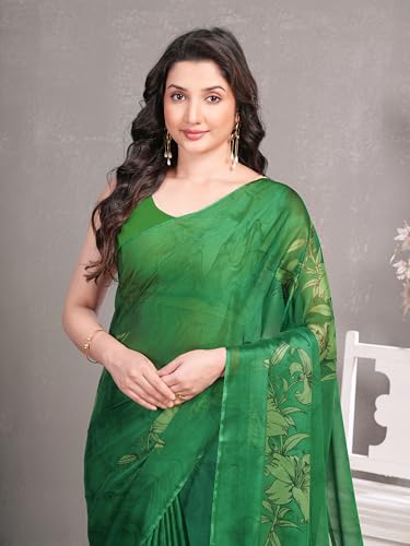 Image of Garden Vareli Floral Print Chiffon Saree