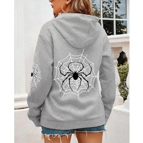 Image of Women's Oversized Spider Web Hoodie | Premium Fleece Graphic Hooded Sweatshirt for Winter | Stylish Streetwear Hoodie for Women