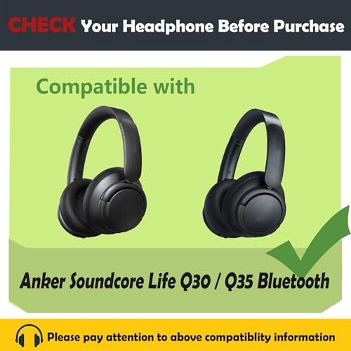 Repuestos de Almohadillas y Banda para Anker Soundcore Life Q30 / Q35 Auriculares Bluetooth con Cuero de Proteína Suave y Espuma de Memoria miniatura 2