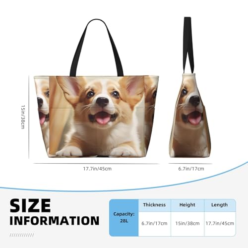 Beach Bags For Women Large Waterproof Sandproof Beach Tote Bag Lightweight Zipper Carry On Bag Cute Corgi Pool Bag For Gym Travel Vocation4
