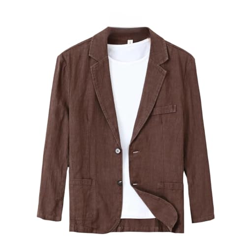ABARTY Herren Blazer, Legerer Sportmantel Aus Baumwolle Und Leinen, Ungefüttert, Sommer Anzugjacke Mit 2 Knöpfen, Für Hochzeiten, Formelle Freizeit Oberbekleidung, Braun, XXL