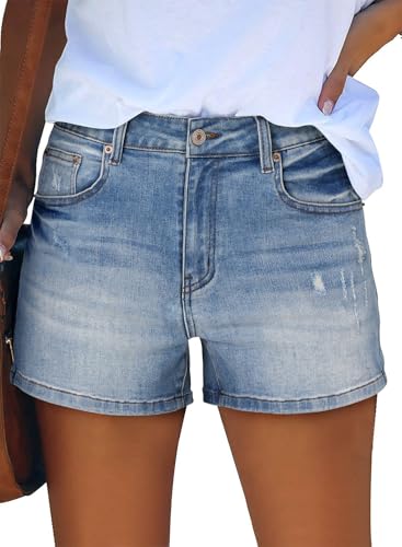 Image of CHICZONE Womens Mid-High Waisted Stretchy Denim Jean Shorts