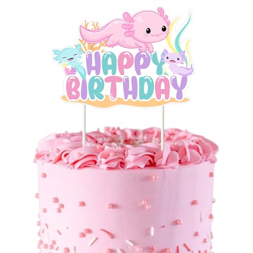 Axolotl Birthday Party Decorations Girls, Macaron Axolotl Happy B...