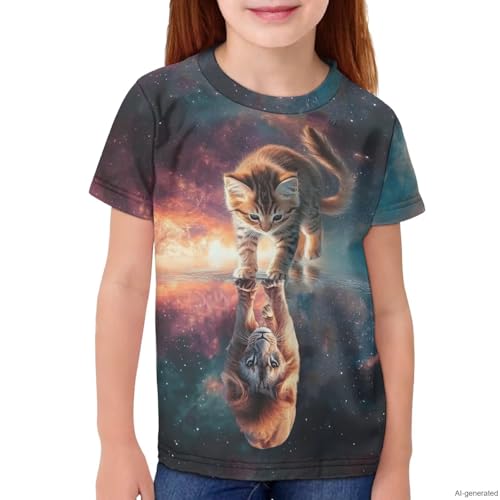 Image of WELLFLYHOM Kids Tshirts Girls Boys Short Sleeve Crewneck Tees Shirts Casual Sport Pullover Tops Size 3-16 Years