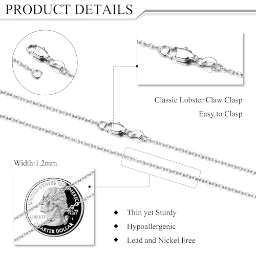 YADOCA 3Pcs Stainless Steel Necklace Chain for Women Men 1mm 1.2mm Snake Chain Box Cable Chains Necklaces Thin & Sturdy Long Lobster Clasp Silver Tone Chains2