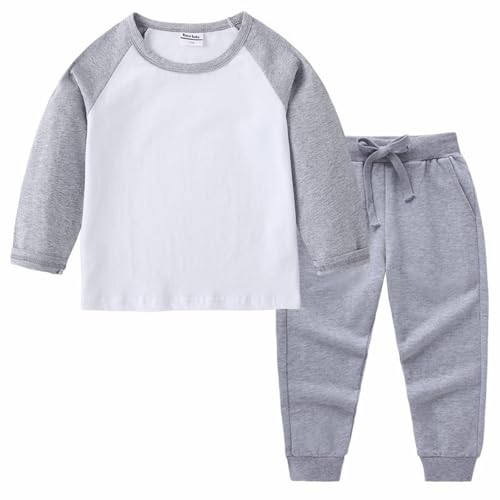 Toddler Baby Boy 2-Piece Sweatshirt and Jogger Set Cotton Color Block Tops Crewneck Hoodies Sweatpants Set Fall Clothes