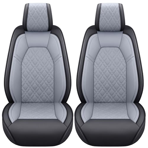 Image of Aierxuan Front Car Seat Covers for Dodge Ram Waterproof Leather(Black-Gray)