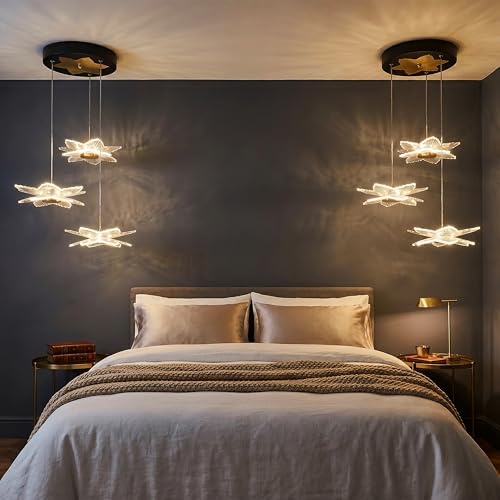 Image of Lamp master 3 Zyra Wave LED Pendant Light | Modern Acrylic Hanging Chandelier with Antique Gold Finish | 3 Color Modes Ceiling Light for Living Room, Bedroom, Dining Room, Cafe | 1 Year Warranty