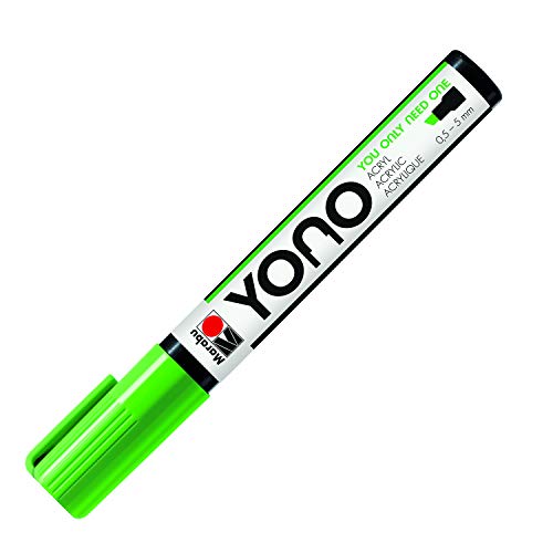 Marabu 12400102061 12400102061-YONO Marker, Reseda 061, Versatile Acrylic Pen with Japanese Chisel Tip, Water Based, Lightfast and Waterproof, for Almost All Surfaces, 0.5-5 mm