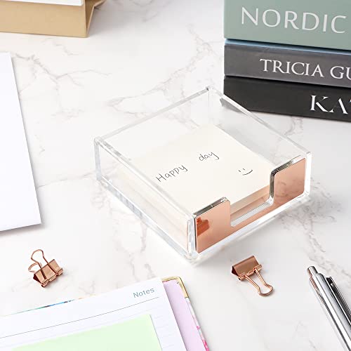 Rose Gold Sticky Note Holder Clear Post Note Holder Acrylic Memo Pad Holder Notpad Dispenser For Office Home School Elegant Desk Accessory #TOP1