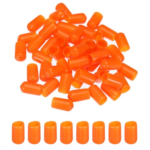 Image of MECCANIXITY 50pcs 8mm(5 /16 inch) Rubber End Caps Cover PVC Vinyl Screw Thread Protector Round Wire Shelf Caps for Screw Bolt Pipe Fence Post, Orange