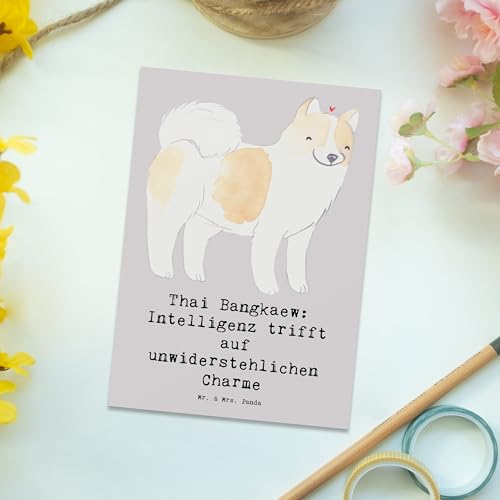 Mr. & Mrs. Panda Postkarte Thai Bangkaew Charme - Geschenk, Hunderassen Eigenschaften, Familienhund, Postkarten, kluges Wesen, Ansichtskarten, einzelkarte, Training, Hunderasse, Ansichtskarte