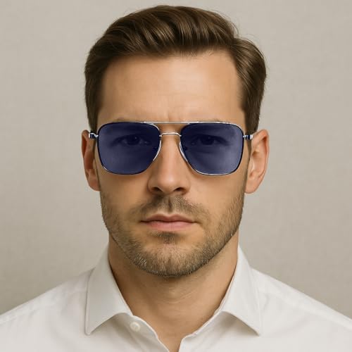 Classic Rectangle Aviator Sunglasses for Men Women Trendy 2025, Retro Square Y2K Aviators uv Protection Glasses Shades RUG203