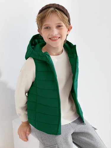 Haloumoning Boys Puffer Vest Kids Sleeveless Lightweight Puffy Down Jacket with Hood 4-14 Years4
