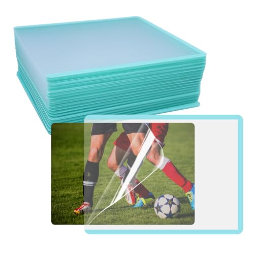 HLIWS Clear Toploaders-20 pcs 76 * 102mm Clear Hard Card Sleeves with Protective Film,for Game/Baseball/Basketball/Photo Card Collection(Cyan Frame)