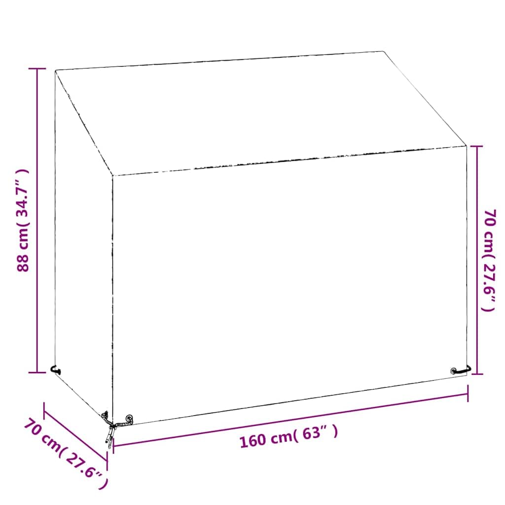 Abdeckungen für Gartenbank 2 Stk wasserfeste Schutzhülle 160x70x70/88 cm mit 8 Ösen und Befestigungsseil wetterfeste Möbelhaube für Terrasse Balkon Outdoor Schutz