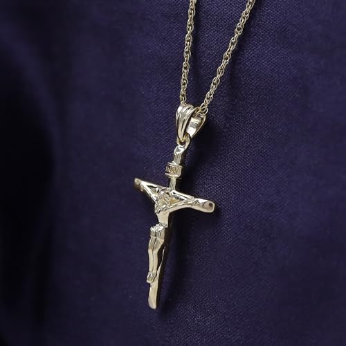 AFFY Danity Jesus Christ INRI Crucifix Cross Pendant Necklace Along With 18 Inche Rope Chain In 14K Gold Plated 925 Sterling Silver Pendent Necklace, Jewelry gift3
