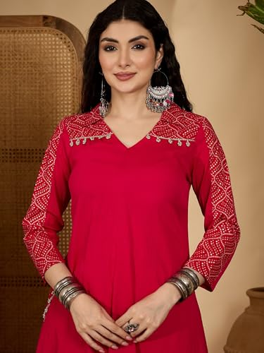 Image of Stylum Women's Solid Crepe A-Line Kurta Pant Set