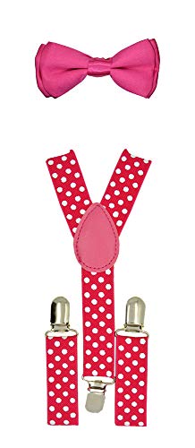 CUTE Baby Toddler Kids Children Boys Polka Dot Elastic Suspender & Plain Bow Tie Set