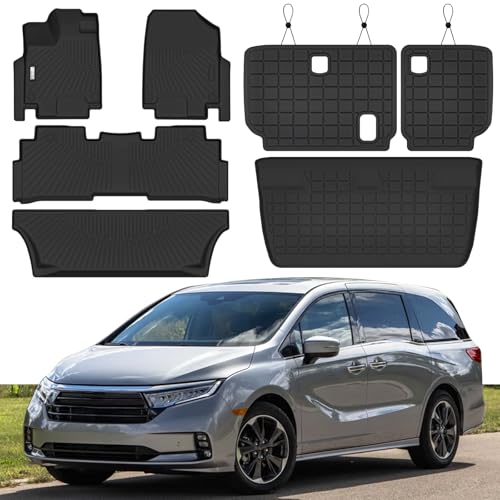 Floor Mats & Trunk Mat Fit for Honda Odyssey 2018 2019 2020 2021 2022 2023 2024 2025 All Weather Protection TPE Floor Mats for 2018-2025 Honda Odyssey Accessories
