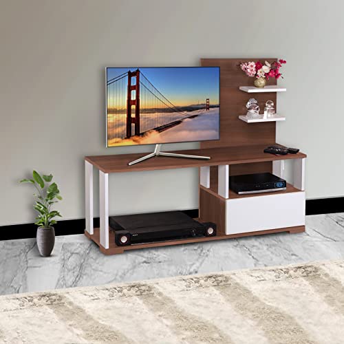 Image of DELITE KOM Elsa Engineered Wood TV Entertainment Unit (Finish Color - Acacia Dark White, Knock Down) (39x120x100)