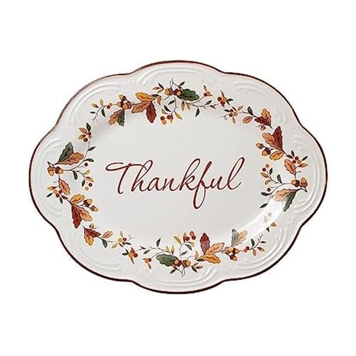 Pfaltzgraff Autumn Berry Small Oval Platter, 10.5 inches, Cream