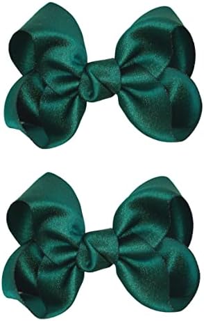 ZOONAI 3 Inch Baby Girl Hair Bows Clips Hairpin Headwear Little Teen Toddler Girls Kids Teens Toddlers Hair Accessories - Set of 2 (Green)