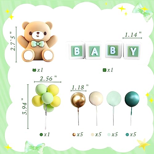 JeVenis Sage Green Baby Shower Cake Decoration Teddy Bear Cake Topper ...