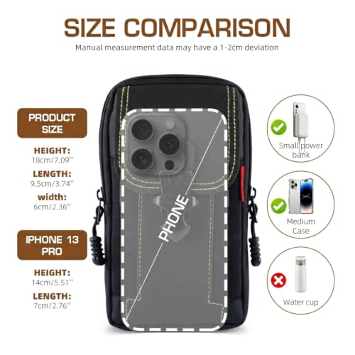 Image of GUSTAVE Belt Pouch for Men Waterproof Canvas TripleLayer Phone Holster with Secure Belt Loop for Hiking, Camping, Running, Travel, and Everyday Carry