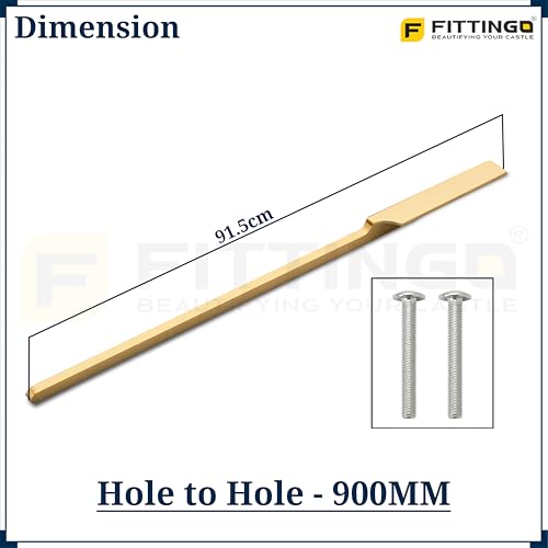 Image of Goldcrest 91.5cm Handle for Wardrobe & Cabinet /Cupboard Handle /Wardrobe Handle /900mm Hole to Hole (PVD Gold) Pack of 1 - Right Side Handle-| 3 Years Warranty |