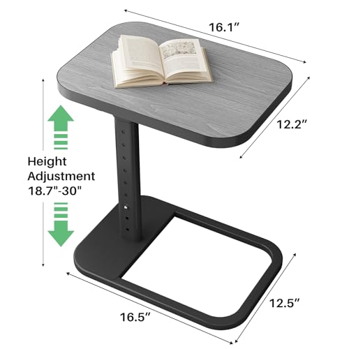 Image of Kitstorack Upgraded TV Tray Table with Panel Lock, 90 Flip-Over Design & Adjustable Height, Sofa Arm Side Table for Eating, Laptop, Couch, Bed, or Small Spaces, Dark Gray