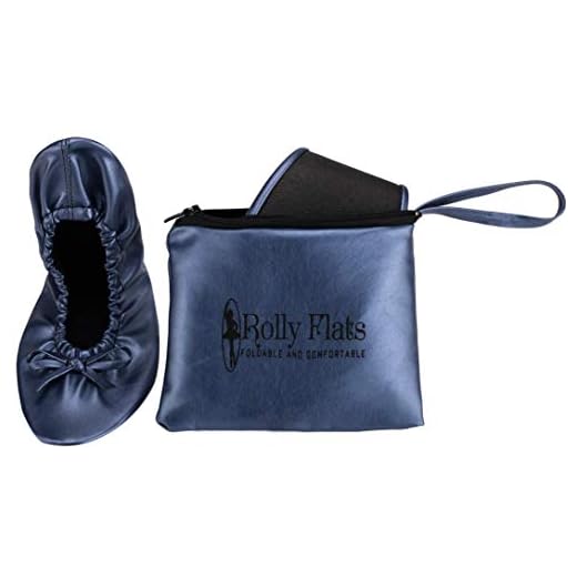 Rolly Flats - Bailarinas Plegables con Bolsa de Transporte para Mujer [RU 7-8 (Grande), Azules Marino]