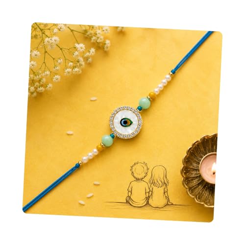 Image of I Jewels Traditional Evil Eye Designer Rakhi for Boys Brother Men (R514Sb)